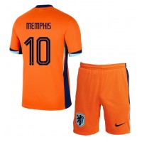 Niederlande Memphis Depay #10 Heimtrikotsatz Kinder EM 2024 Kurzarm (+ Kurze Hosen)